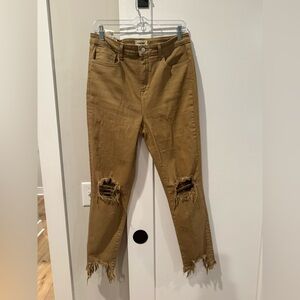 L'AGENCE Distressed Brown Ankle Jeans